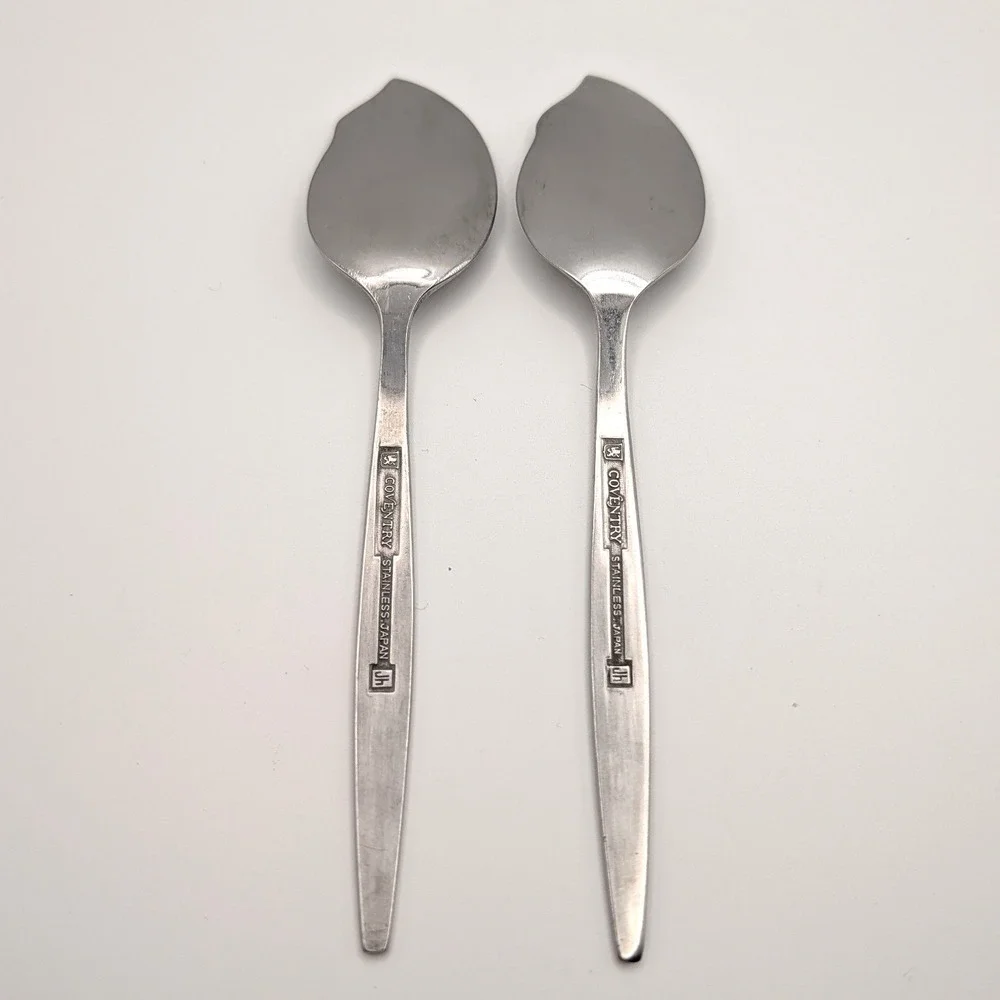 Coventry Bouquet Stainless Japan Floral Jelly Jam Spoons Set of 2 Vintage 6